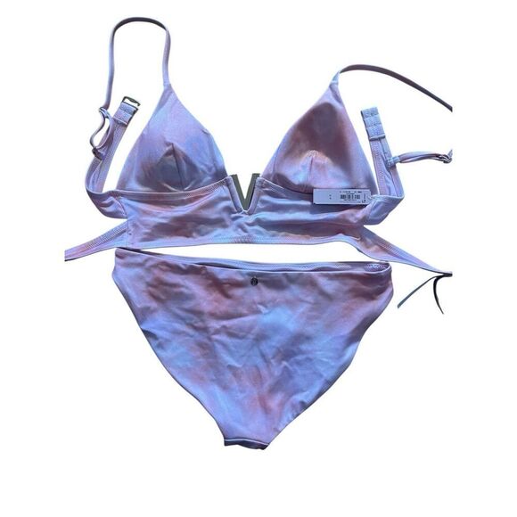 Victoria Secret Swim Bikini Top & Bottom Pink Purple Shimmer Gold V NWT Size S - Picture 3 of 3